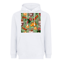 White christmas hot chocolate and cookies seamless pattern Heavyweight Hoodie - BundleAndBundleShop