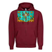 Burgundy bull skull cross skinny metal can holder Zipper Hoodie - HRA Design Shop