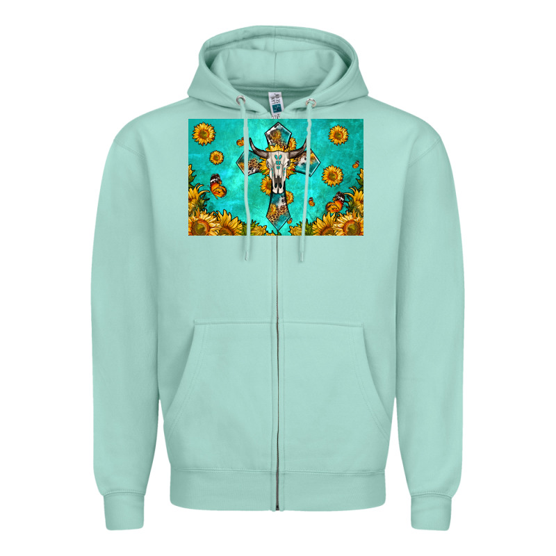 Bull Skull Cross Skinny Metal Can Holder Zipper Hoodie by HRA Design Shop | Teevron