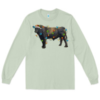 Matcha christmas black angus bull with christmas lights Long Sleeve Tee - RanaPortraitStore