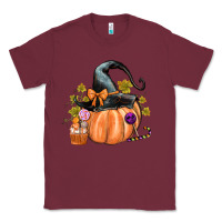 Burgundy Kids Pumpkin with Halloween Classic Tee - texasbilliewilder