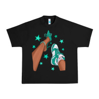 Black Teal Afro Girl Sneakers and Heels Urban Heavy Tee - texasbilliewilder