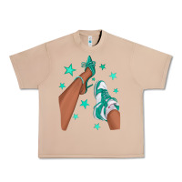 Burro Teal Afro Girl Sneakers and Heels Urban Heavy Tee - texasbilliewilder
