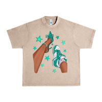 French Oak Teal Afro Girl Sneakers and Heels Urban Heavy Tee - texasbilliewilder