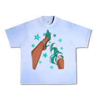 Grape Ice Teal Afro Girl Sneakers and Heels Urban Heavy Tee - texasbilliewilder