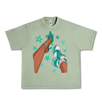 Oil Green Teal Afro Girl Sneakers and Heels Urban Heavy Tee - texasbilliewilder