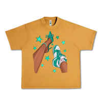 Peanut Butter Teal Afro Girl Sneakers and Heels Urban Heavy Tee - texasbilliewilder