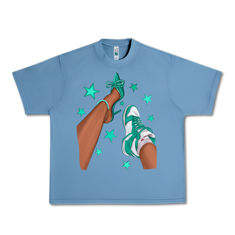 Teal Afro Girl Sneakers And Heels Urban Heavy Tee by texasbilliewilder | Teevron