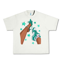 Pistachio Teal Afro Girl Sneakers and Heels Urban Heavy Tee - texasbilliewilder