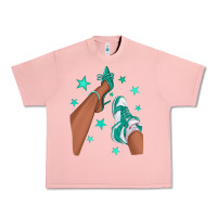 Salmon Teal Afro Girl Sneakers and Heels Urban Heavy Tee - texasbilliewilder