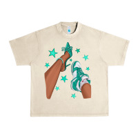 Sandshell Teal Afro Girl Sneakers and Heels Urban Heavy Tee - texasbilliewilder