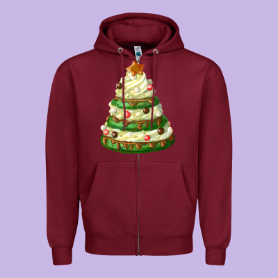 White Christmas Cookie Cake Zipper Hoodie Designed By Fadigitalartstudio