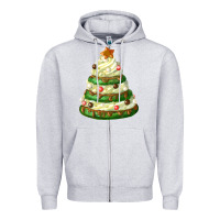Heather Grey white christmas cookie cake Zipper Hoodie - FaDigitalArtStudio