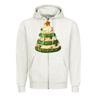 Oatmeal Heather white christmas cookie cake Zipper Hoodie - FaDigitalArtStudio