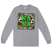 Heather Grey soccer nana with leopard Long Sleeve Tee - Zillion Design Studio