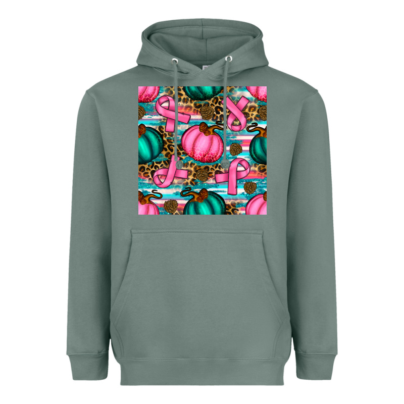 Breast Cancer Awareness With Pumpkins Seamless Pattern Heavyweight Hoodie by BundleAndBundleShop | Teevron