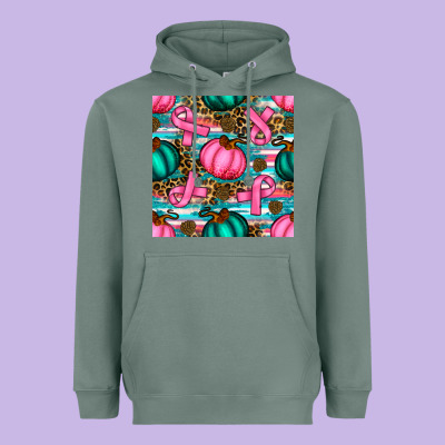 Breast Cancer Awareness With Pumpkins Seamless Pattern Heavyweight Hoodie Designed By Bundleandbundleshop