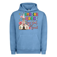 Pigment Pebble Blue amazing grace how sweet the sound Urban Hoodie - MaliasSmallBusiness