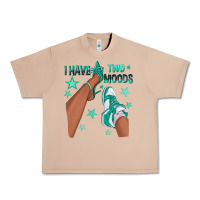 Burro Teal I Have Two Moods Afro Girl Sneakers Urban Heavy Tee - texasbilliewilder