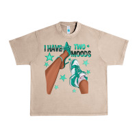 French Oak Teal I Have Two Moods Afro Girl Sneakers Urban Heavy Tee - texasbilliewilder