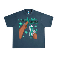 Teal I Have Two Moods Afro Girl Sneakers Urban Heavy Tee | Teevron