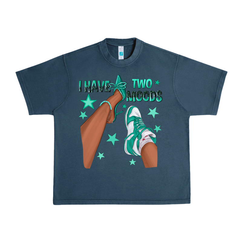 Teal I Have Two Moods Afro Girl Sneakers Urban Heavy Tee by texasbilliewilder | Teevron