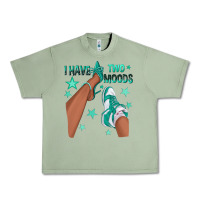 Oil Green Teal I Have Two Moods Afro Girl Sneakers Urban Heavy Tee - texasbilliewilder