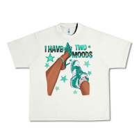 Pistachio Teal I Have Two Moods Afro Girl Sneakers Urban Heavy Tee - texasbilliewilder