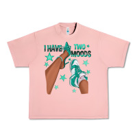Salmon Teal I Have Two Moods Afro Girl Sneakers Urban Heavy Tee - texasbilliewilder