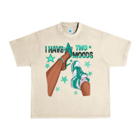 Sandshell Teal I Have Two Moods Afro Girl Sneakers Urban Heavy Tee - texasbilliewilder
