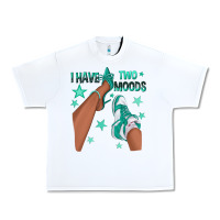 White Teal I Have Two Moods Afro Girl Sneakers Urban Heavy Tee - texasbilliewilder