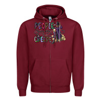 Burgundy people give me the creeps Zipper Hoodie - CowhideDigitalArt