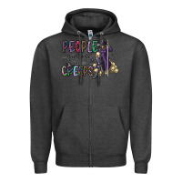 Charcoal Heather people give me the creeps Zipper Hoodie - CowhideDigitalArt