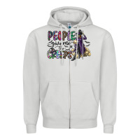 Dove Grey people give me the creeps Zipper Hoodie - CowhideDigitalArt
