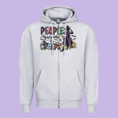 People Give Me The Creeps Zipper Hoodie Designed By Cowhidedigitalart