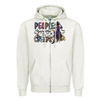 Oatmeal Heather people give me the creeps Zipper Hoodie - CowhideDigitalArt