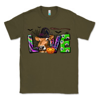 Army Green Love Halloween Cow Classic Tee - texasbilliewilder
