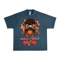 Midnight Navy american football mom red and silver afro messy bu Urban Heavy Tee - texasbilliewilder