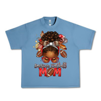 Pebble Blue american football mom red and silver afro messy bu Urban Heavy Tee - texasbilliewilder