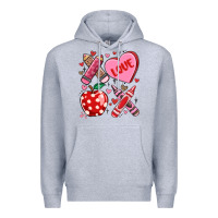 Heather Grey valentine xoxo teacher Premium Hoodie - MaliasSmallBusiness