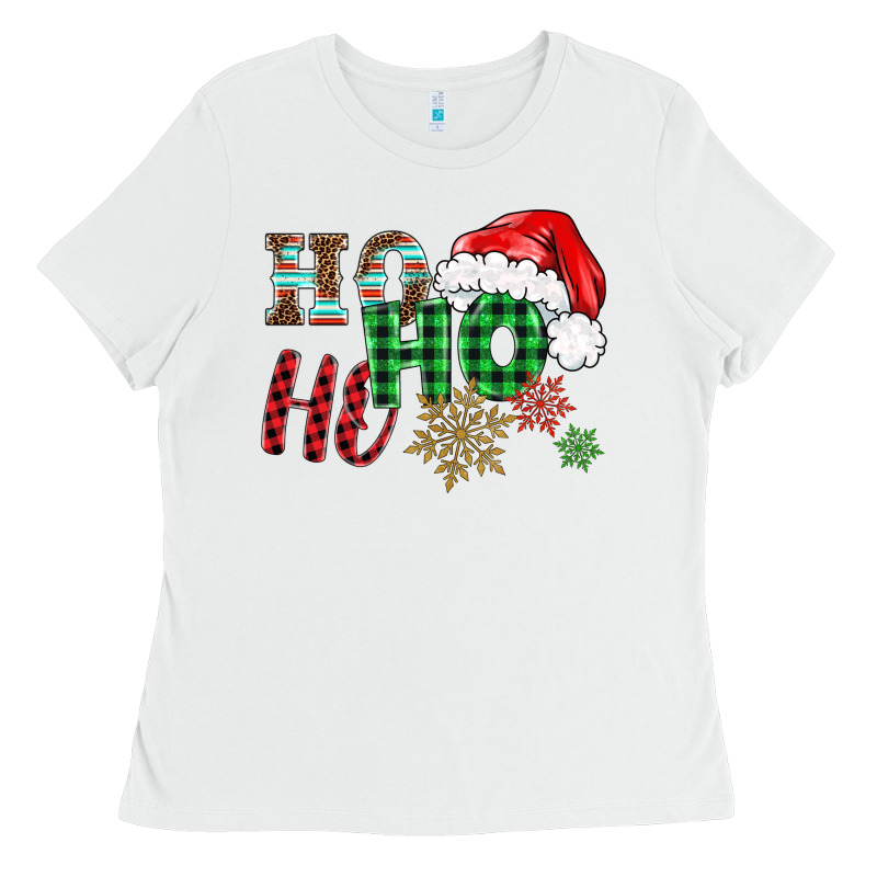 Ho Ho Ho Christmas Ladies Tee by BarkalooDesign | Teevron