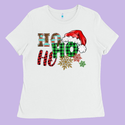 Ho Ho Ho Christmas Ladies Tee Designed By Barkaloodesign
