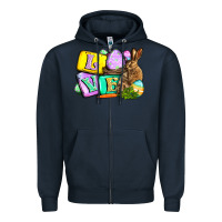 Navy Love Easter Day Zipper Hoodie - CowGirlArtShop