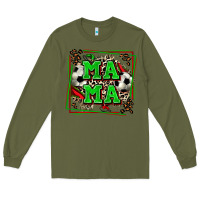 Army Green soccer mama with leopard Long Sleeve Tee - Zillion Design Studio