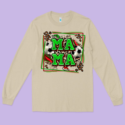 Soccer Mama With Leopard Long Sleeve Tee Designed By Zillion Design Studio