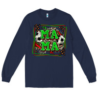 Navy soccer mama with leopard Long Sleeve Tee - Zillion Design Studio