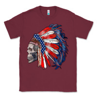 Burgundy american indian headdress with skull Classic Tee - RanaPortraitStore