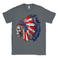 Charcoal Heather american indian headdress with skull Classic Tee - RanaPortraitStore
