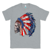 Heather Grey american indian headdress with skull Classic Tee - RanaPortraitStore