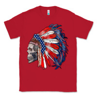 Red american indian headdress with skull Classic Tee - RanaPortraitStore